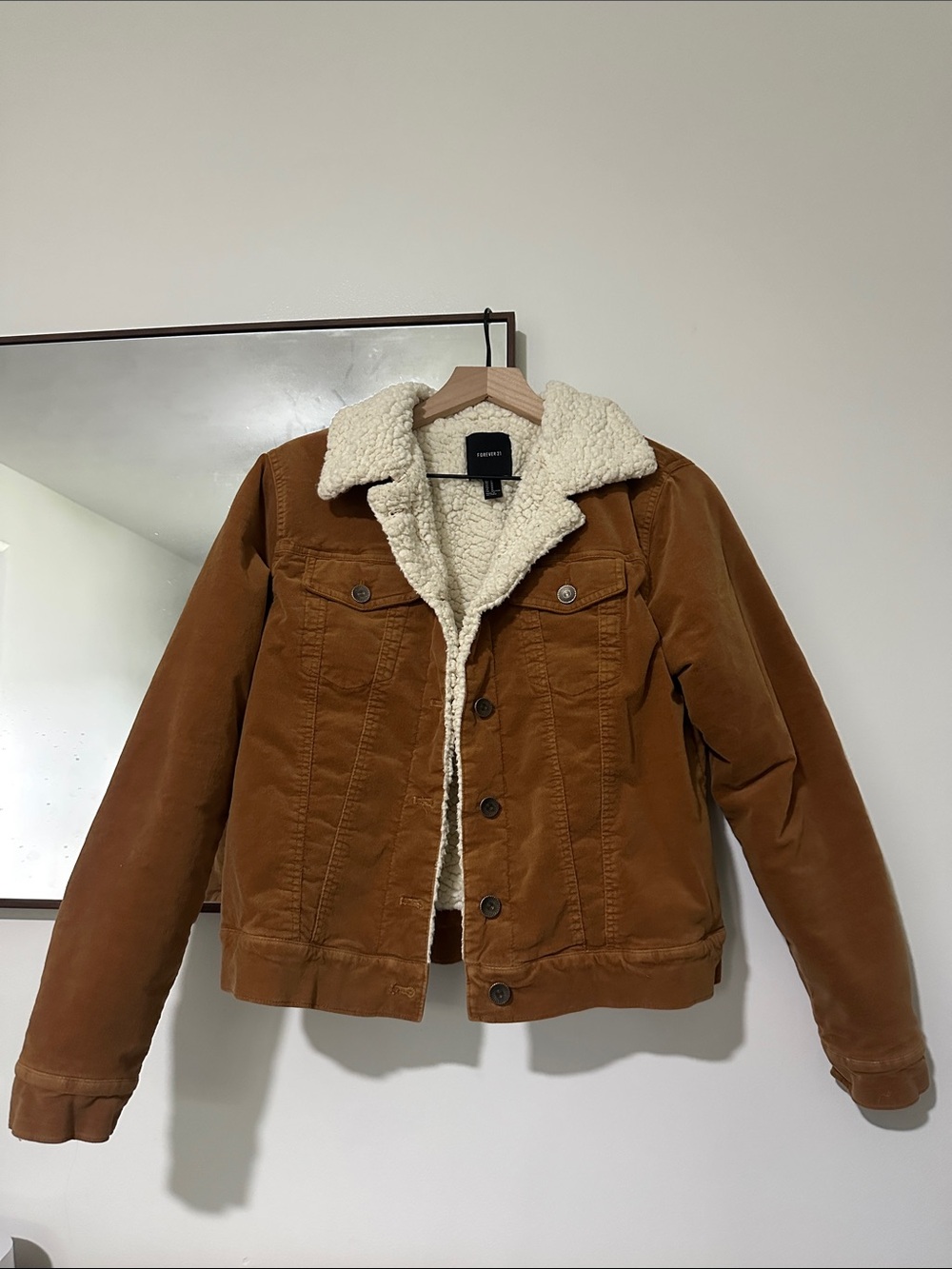 Forever21 Sherpa-Lined Corduroy Jacket - Brown